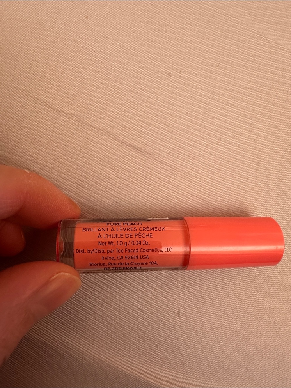 Too Faced Sweet Peach Creamy Peach Oil-Lip Gloss - Pure Peach mini - Picture 2 of 2